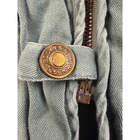 Todays News Vintage Green Utility Vest Mens Large 100% Cotton Multi Pocket Gilet - Picture 6 of 7